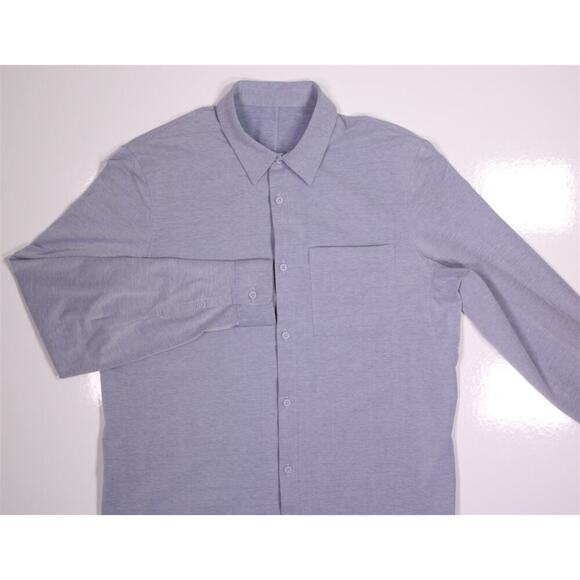 Lululemon Men's Commission Light Blue Long Sleeve Button-Up Qwick Oxford Shirt M - Picture 3 of 7